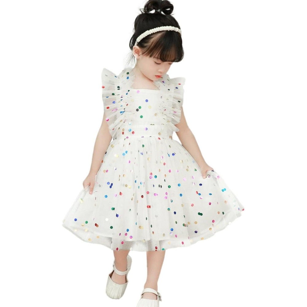 Girls Sequin Tutu Dress,Butterfly Polka Dot Princess Tulle Evening Dress size5-6